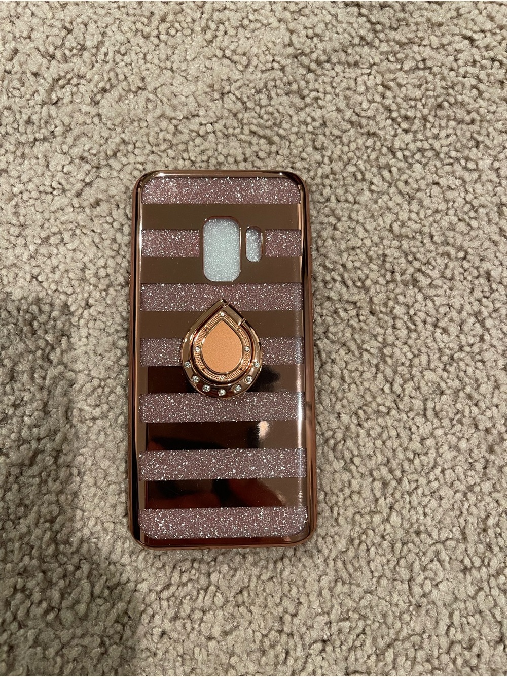Rose Gold Striped Glitter Phone Case For Samsung Galaxy S9